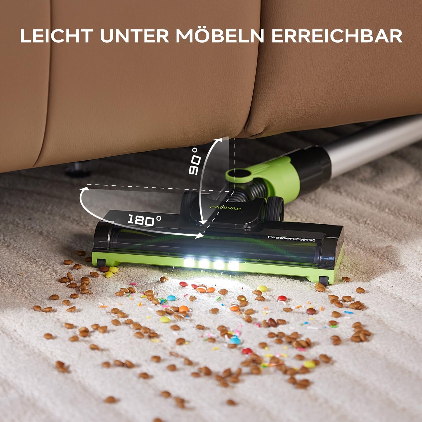 FAMIVAC Akku Staubsauger, 40KPa/550W Kabellos Akkustaubsauger, 6-in-1 Selbststehend, Starke Saugleistung, 6-Stufiges Filtersystem, Ultraleise, V-förmige Bodenbürste für Hartböden/Teppich/Tierhaare