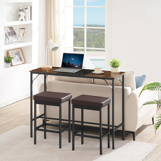 HOOBRO Barhocker 2er-Set, Barstuhl für die Küche, Küchenhocker 5 cm gut gepolsterte Sitzfläche, 63 cm hoch, einfache Montage, für Küche, Restaurant, Cafeteria, Theke, Braun und Schwarz EBC21BY01