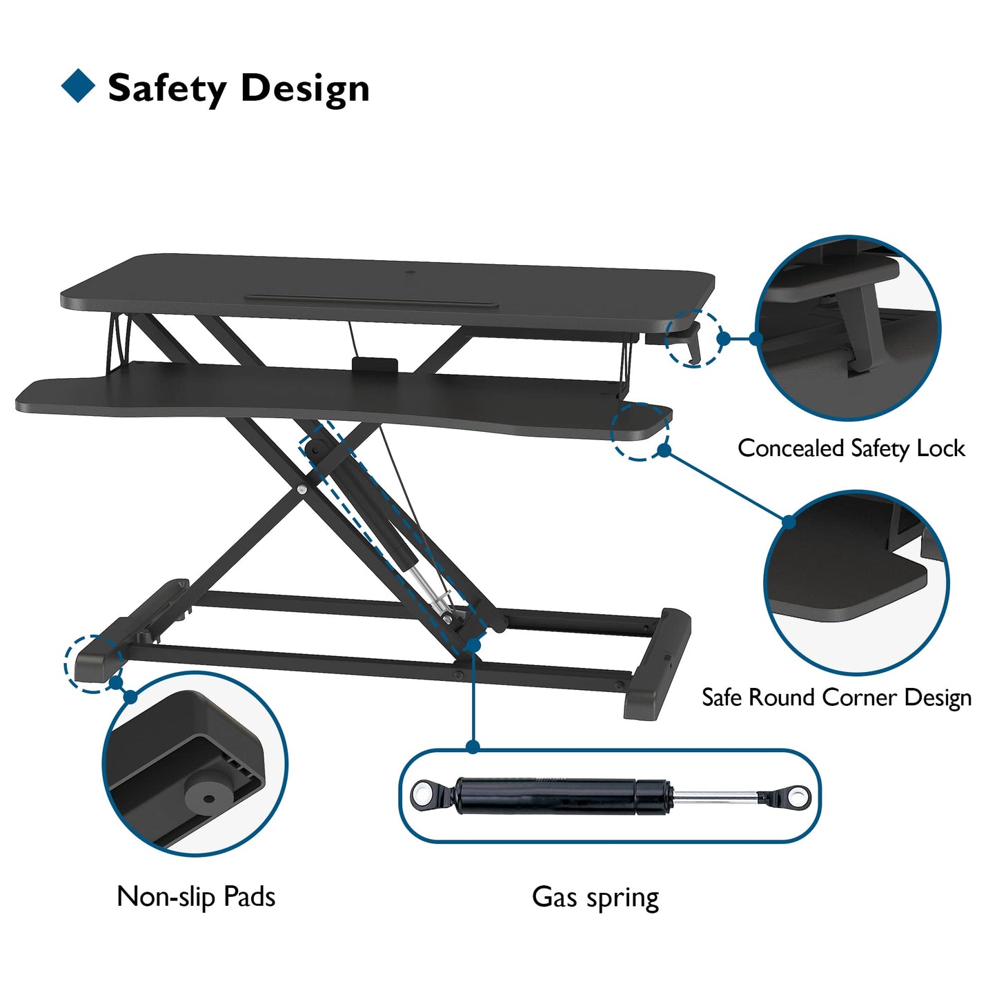 BONTEC Steh-Sitz Schreibtisch Steharbeitsplatz Stehpult Standtisch Ergonomische Höhenverstellbar für PC-Computerbildschirm, Laptop | 80x40cm Plattform mit Tastaturablage, 15 kg Kapazität, Schwarz