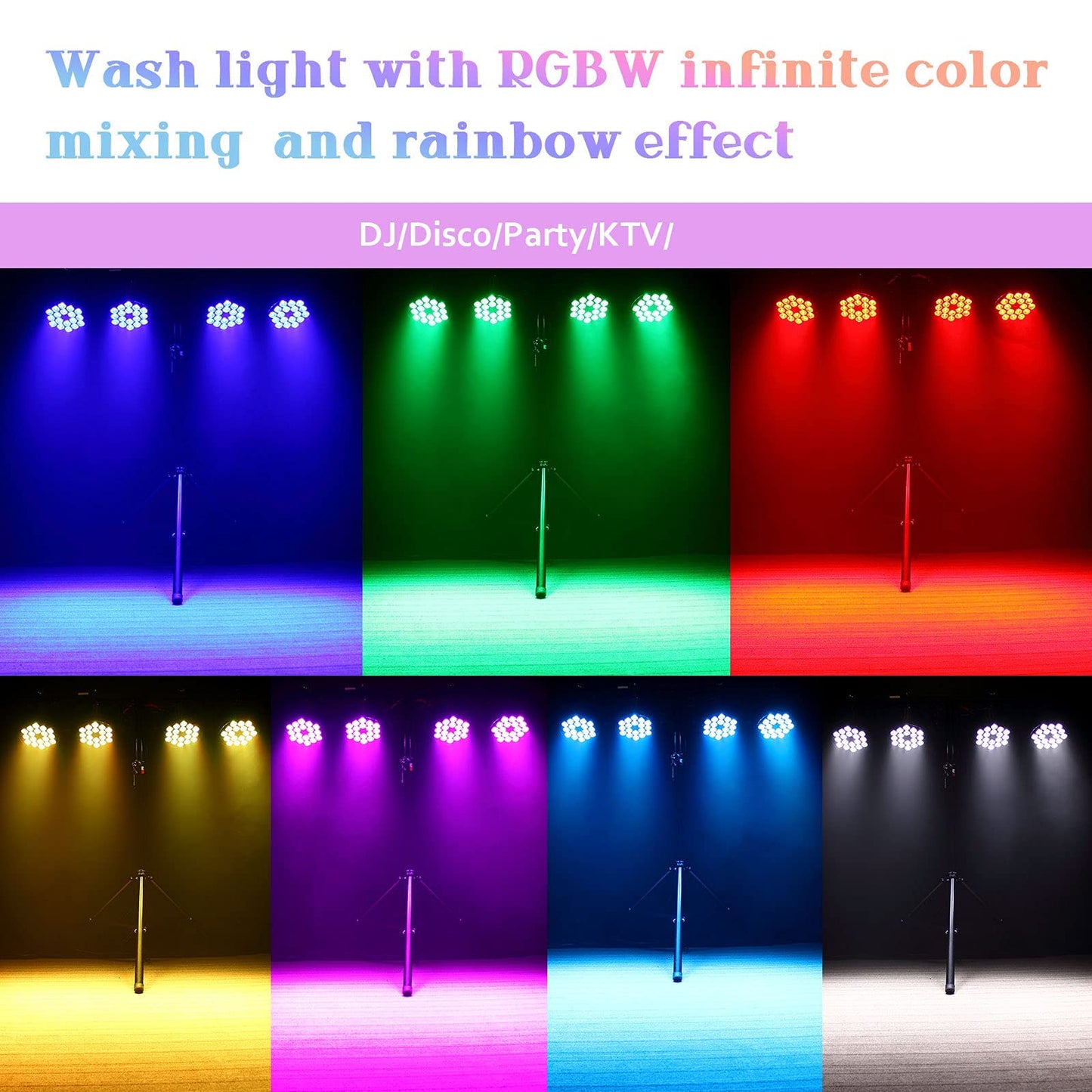 DELIBANG LED Par Scheinwerfer 200W 18 LED Bühnenlicht Strahler Discolicht Partylicht,8CH Par LED Licht RGBW DMX Strobe Sound Aktiv Modus Beleuchtung DJ Lichteffekt für Show Bar KTV Party Halloween