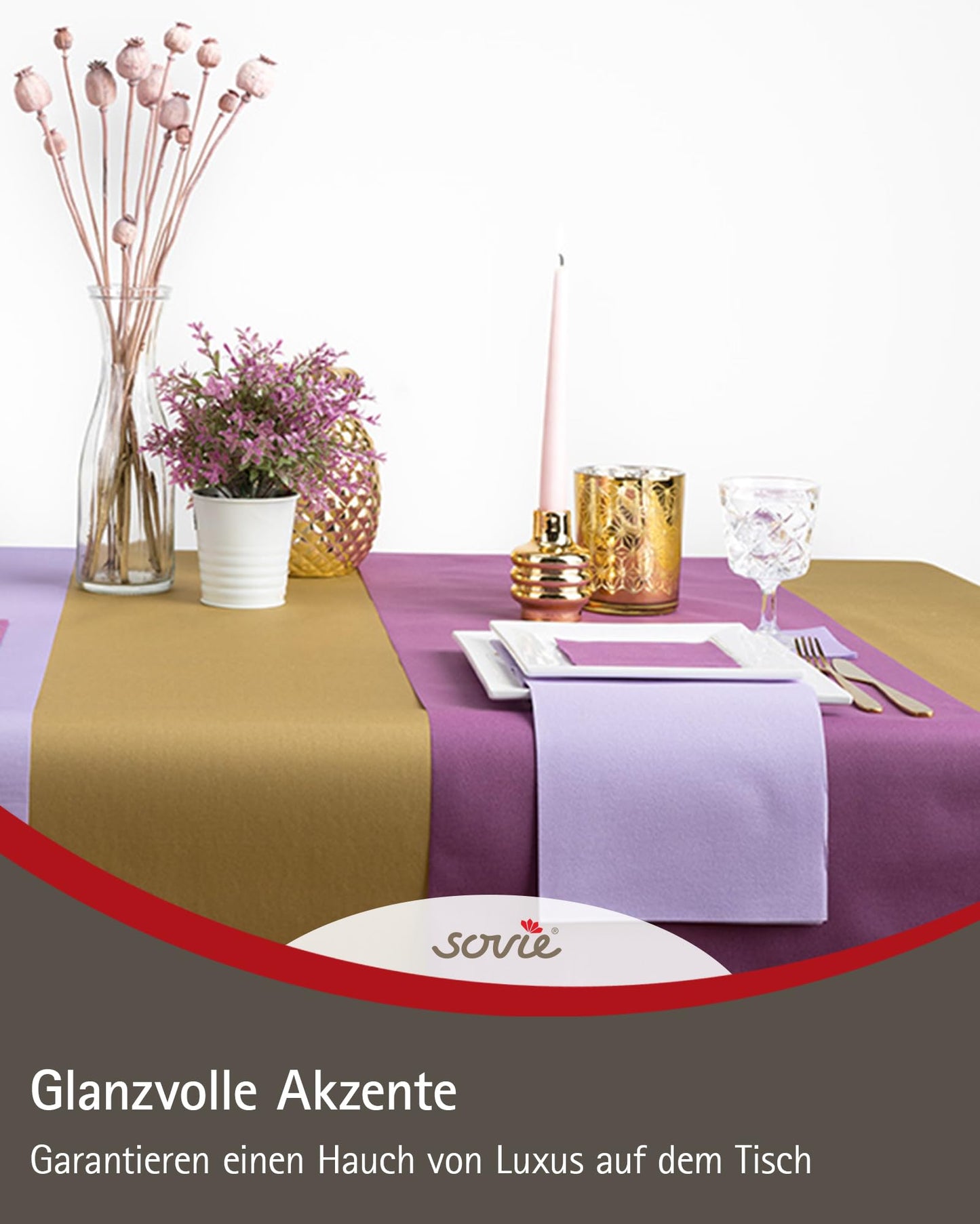 Sovie HORECA Servietten in Lila aus Linclass Airlaid, stoffähnliche Einwegservietten ideal für Hochzeit & Partys, 40 x 40 cm, 50 stück