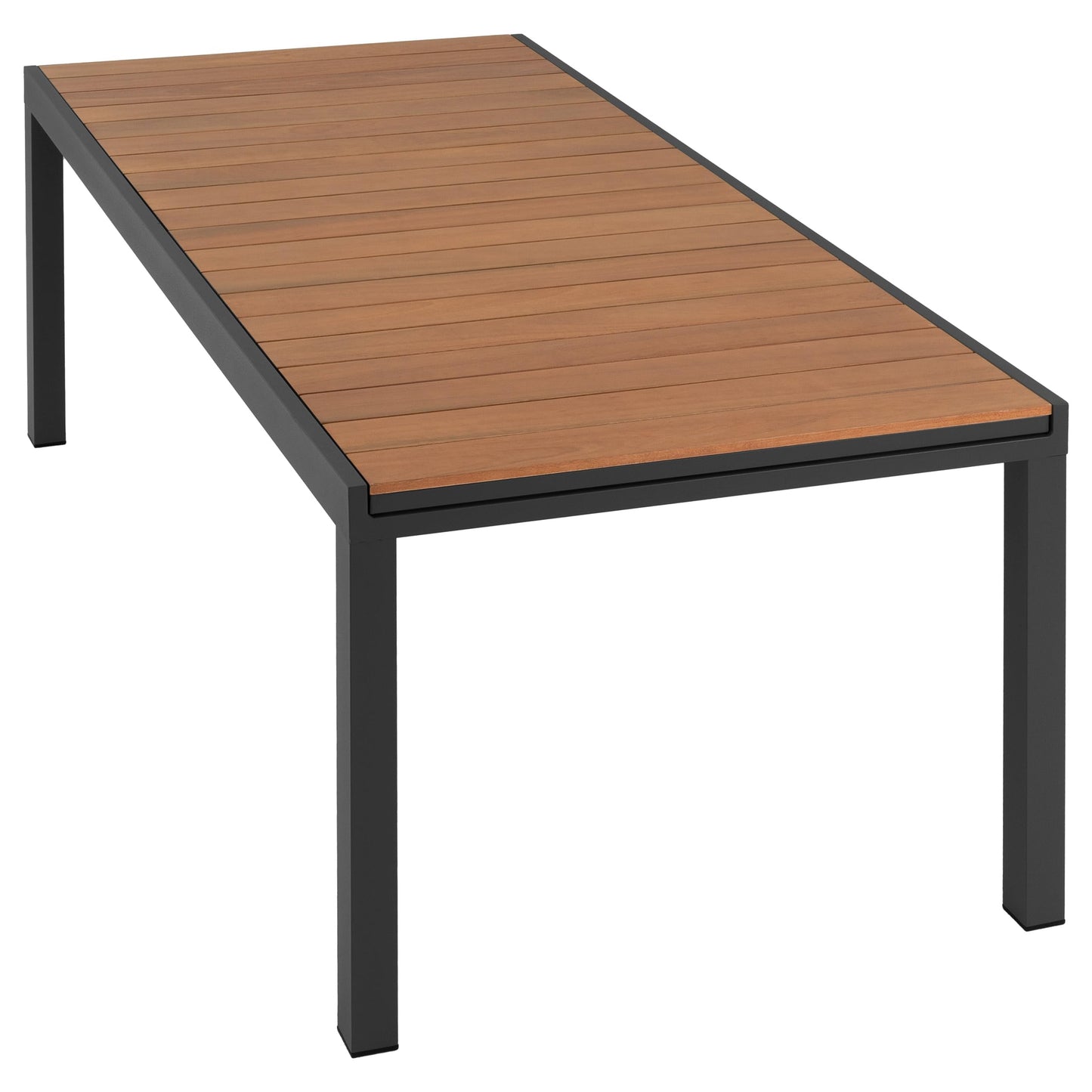 Nexos Trading Ausziehbarer Tisch eckig Küchentisch Esszimmer-Tisch Terrassen-Tisch Holz Alu 200/300x100x75cm Gartentisch Holz-Tisch Auszieh-Tisch
