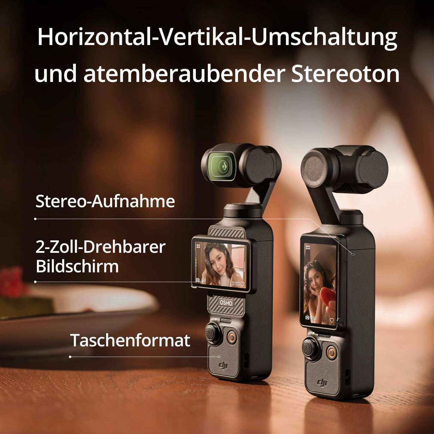 DJI Osmo Pocket 3, Vlogging-Kamera mit 1-Zoll-CMOS und 4K/120 fps Video, 3-Achsen-Stabilisierung, schnelles Scharfstellen, Gesichts/Objektverfolgung, kleine Videokamera für Fotografie