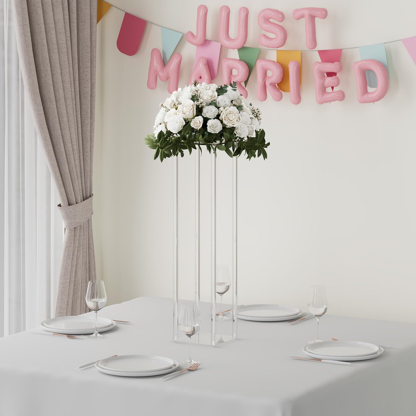 TEKXYZ Acryl Tafelaufsatz Stand, 2 Pcs 80 cm hoch Blumenständer, Säule Hochzeit Mittelstücke, Blumen Stand für Hochzeit Event Party Requisiten, Home Decor, Tabelle