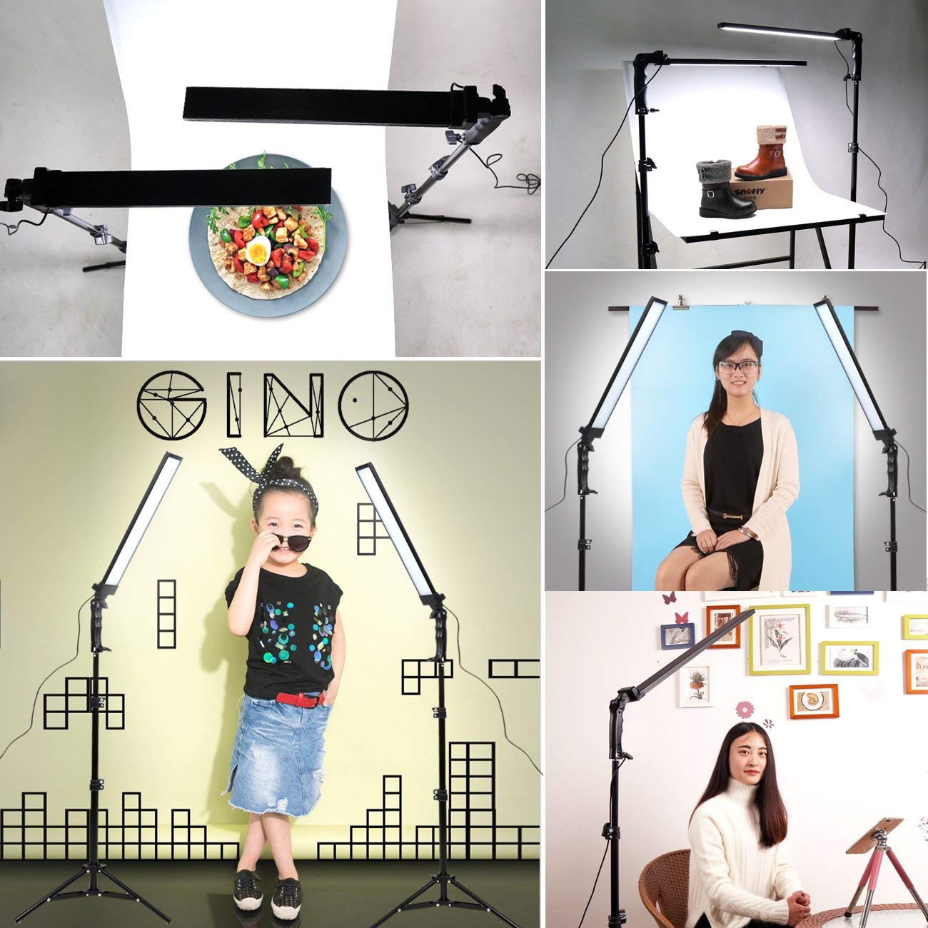GSKAIWEN LED Leuchte Fotografie Studioleuchte Set Video Fülllicht Dimmbare Leuchte mit Lichtständer, Stative und Tragetasche