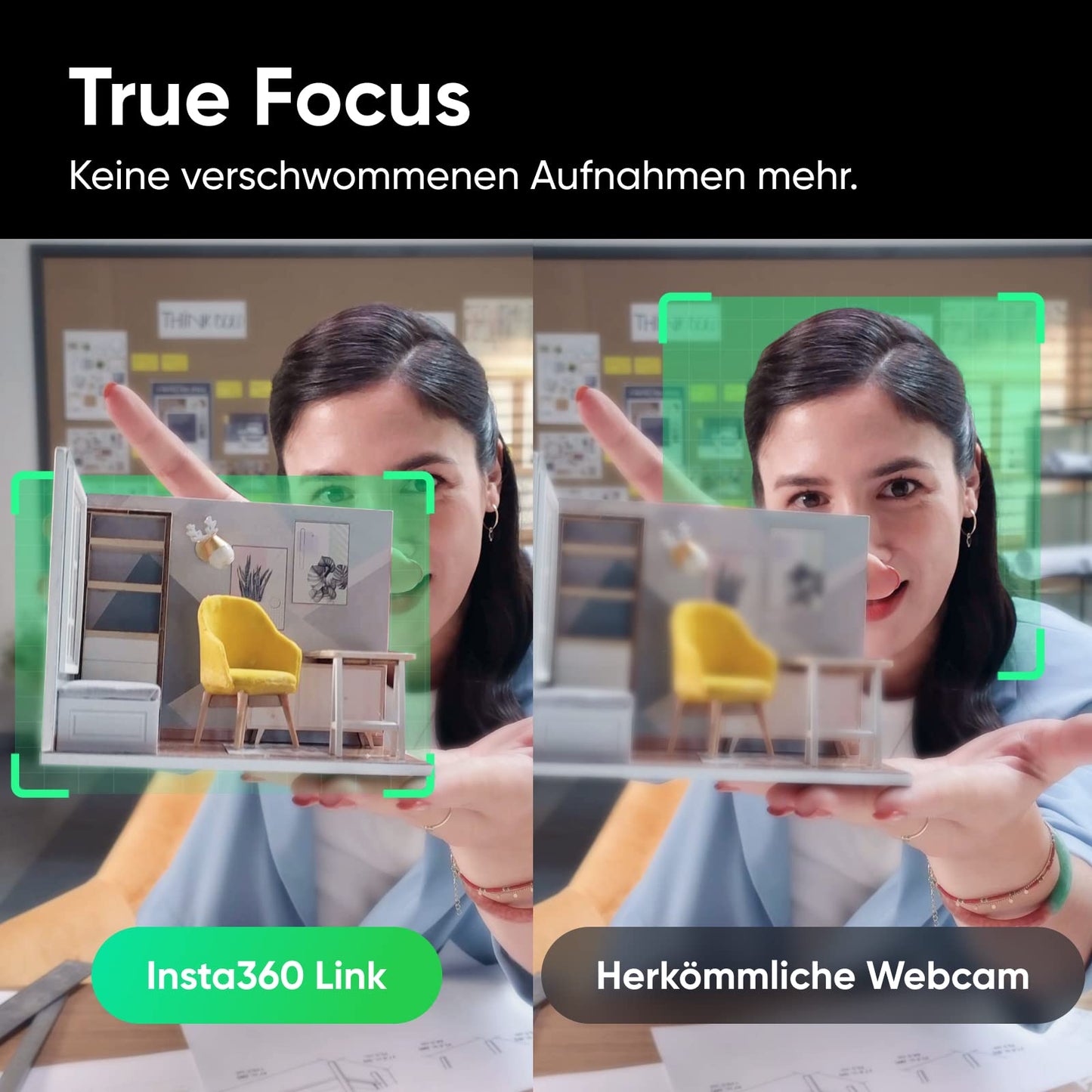 Insta360 Link Stativ-Kit PTZ 4K Webcam mit 1/2"-Sensor, KI-Tracking, Gestensteuerung, HDR, Mikrofonen mit Rauschunterdrückung, Spezialmodi, Webcam für Laptop, Videokamera für Videokonferenzen