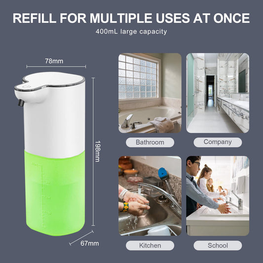 Cuteefun Automatisch Seifenspender, USB Aufladbar, 4 Stufen Kontrolle Schaumseifenspender, 400ml Elektrischer Seifenspender, Seifenspender Wandbefestigung Ohne Bohren für Bad, Küche