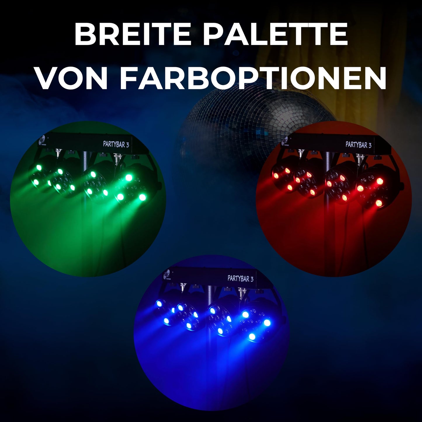 ETEC Professional LED PARTYBAR 3 Scheinwerfer RGBW inkl. Stativ und Fernbedienung Disco Party Lichtanlage DJ Party Komplettset Lichteffekt Club Bar Bühne Strahler Theater