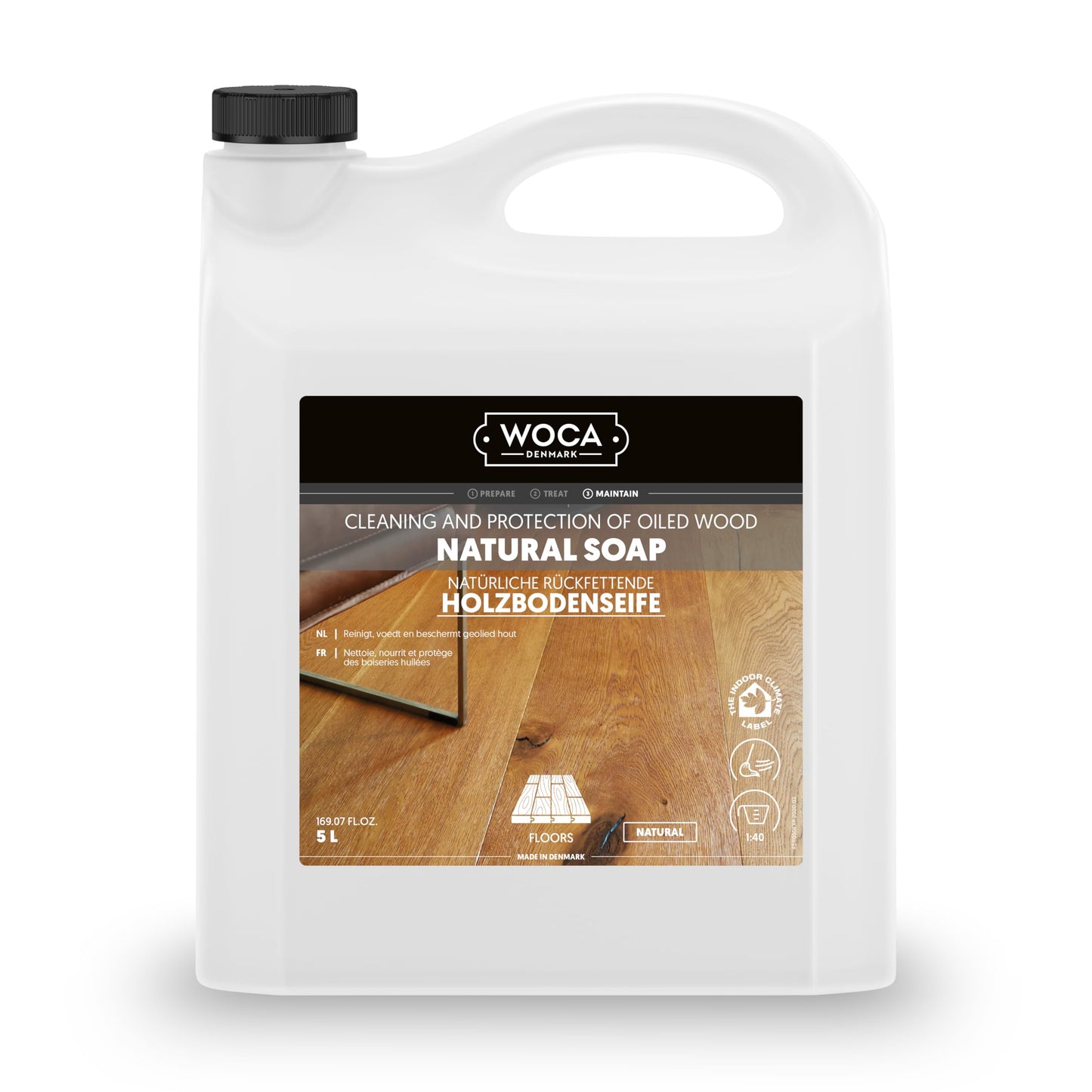 WOCA 511050A Holzbodenseife, natürlich, 5 Liter Volumen