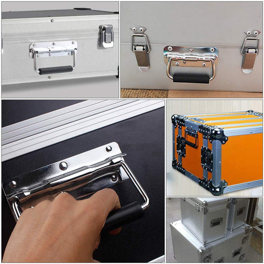 Gobesty 2 Stück klappgriff, Hardware Boxen Gefedert kistengriff, Silber Griffe Griff Tragegriff für Toolbox Tür (110mm)