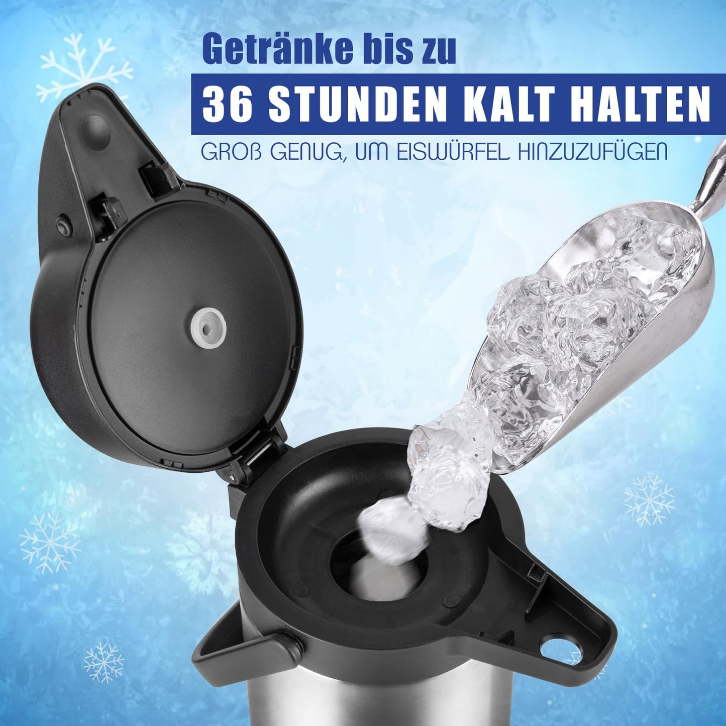 Vondior Airpot Pumpkanne 1,9 liters - Professionelle isolierte Kaffeekaraffe aus Edelstahl, Thermoskanne, Thermos-Getränkespender, Geeignet Für Partygetränke