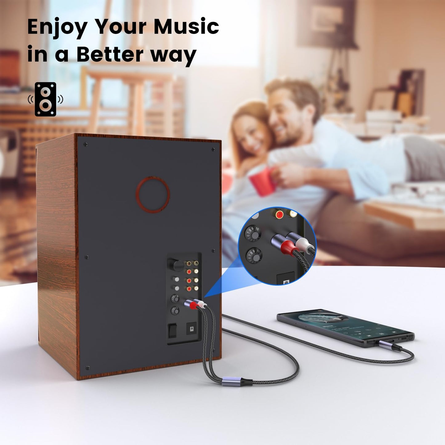 MOSWAG Cinch Kabel Cinch auf Klinke 3.3ft/1M, Audio Aux 3,5mm Klinke zu 2 Chinch RCA Y für MP3, Tablets, Stereoempfänger, Auto, Lautsprecher, HDTV usw