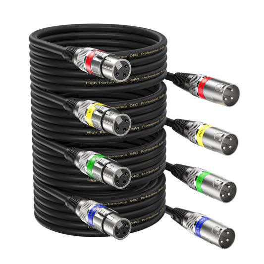 NUOSIYA XLR Kabel 5m 4er Set, symmetrisches 3-poliges Mikrofonkabel XLR Stecker auf Buchse, geeignet für Studio, Mixer und Lautsprechersysteme.