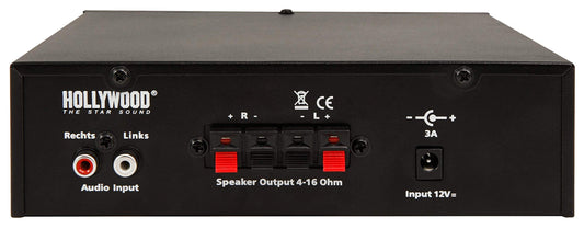 HOLLYWOOD the Starsound - HiFi-Verstärker Mini 100 | 230V oder 12V | HiFi Endstufe 100W Musikleistung | AUX IN 3,5mm | Stereo Cinch-Eingang für Anlage Party Musik