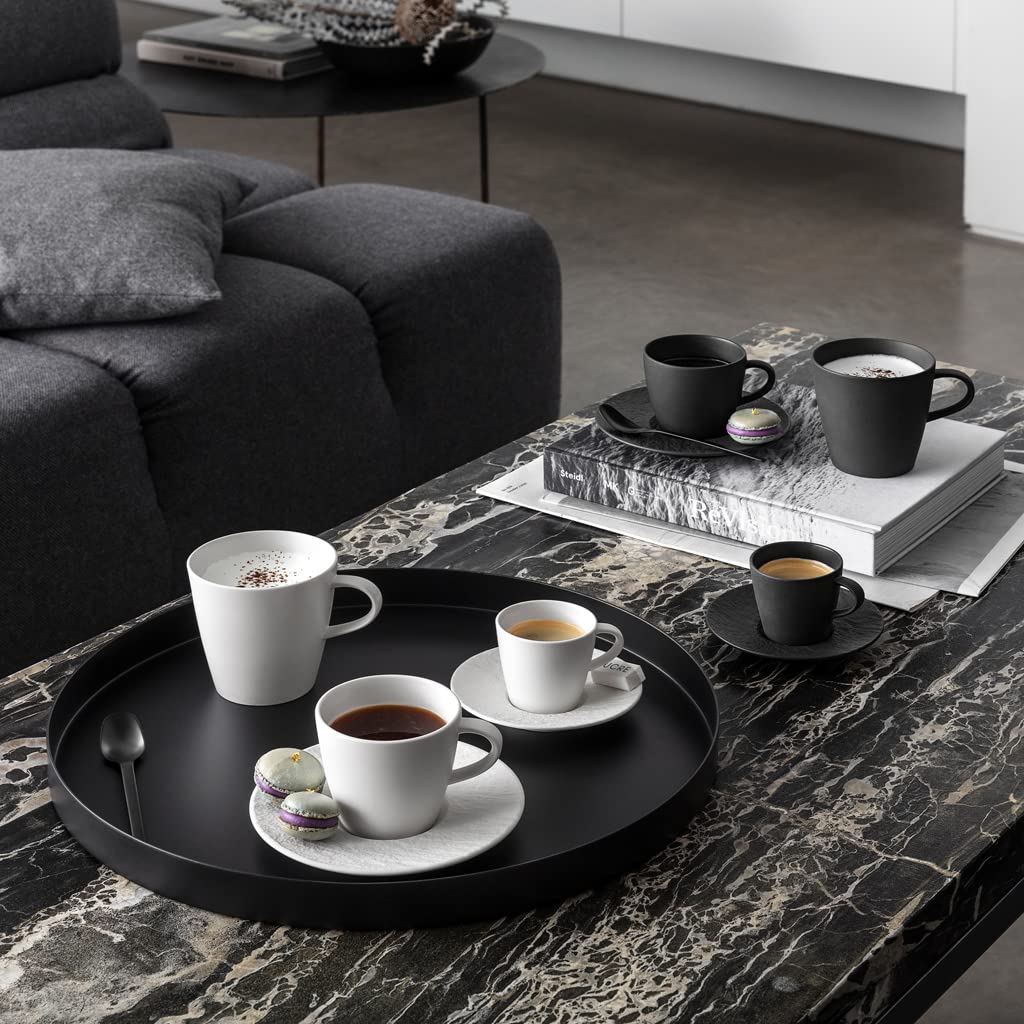 Villeroy und Boch - Manufacture Rock blanc Kaffeeobertasse, moderne Tasse aus Premium Porzellan, spülmaschinengeeignet, weiß