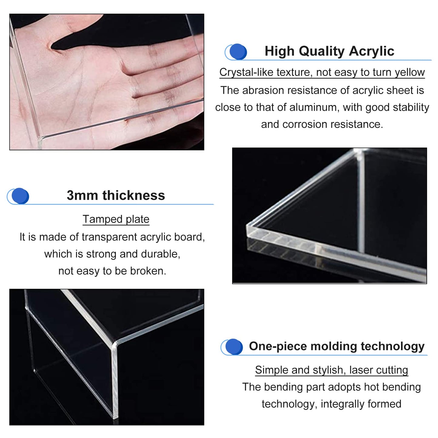 PandaHall 6 Stück Acryl Display Riser Stand U-Förmiger Schmuck Display Halter Klare Acryl Display Ständer Halter 3 Schritte Clear Riser Regal Vitrine Für Schmuck Display Store Fixture Tischdekoration