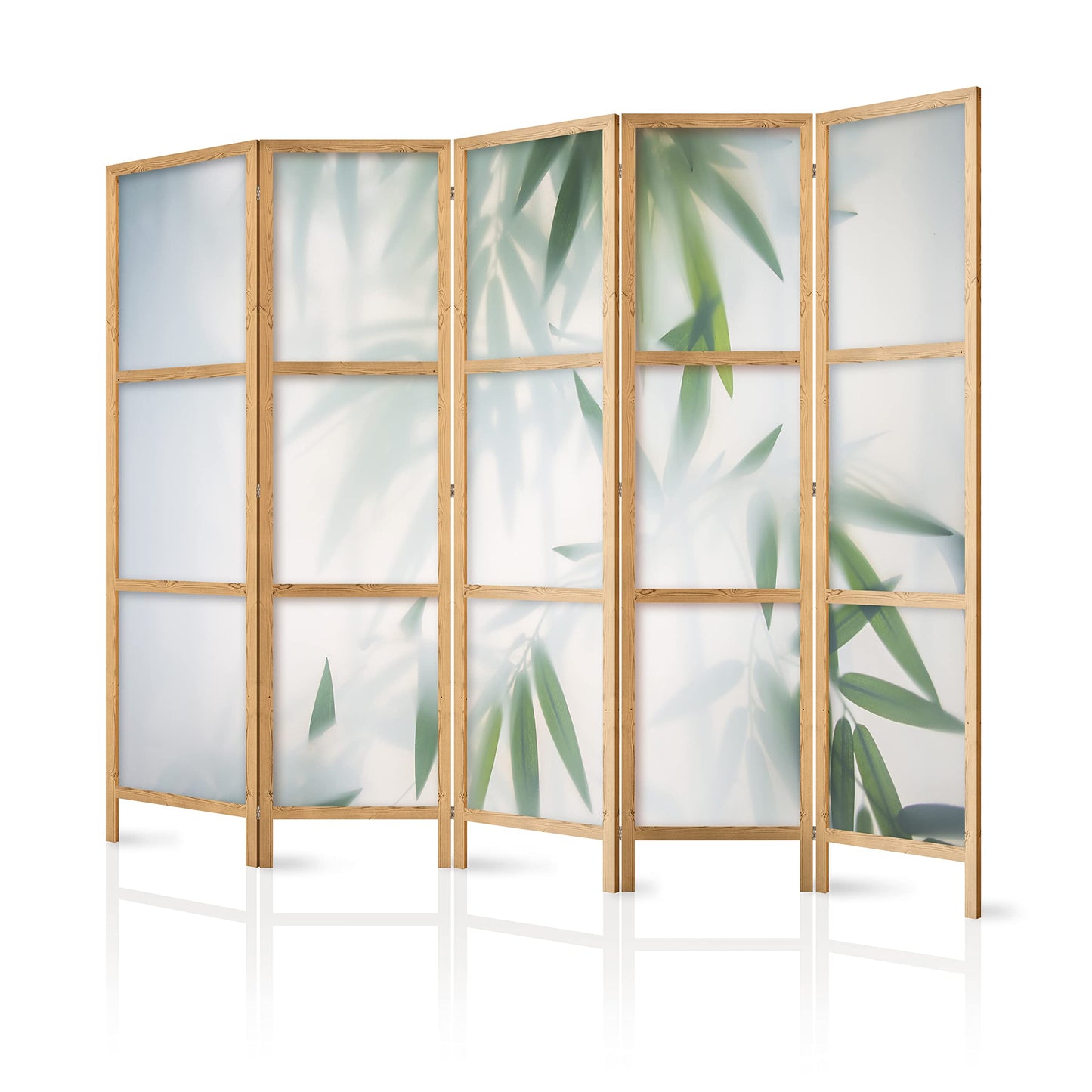 murando - Paravent Innen Raumteiler Holz Bambus Natur Zen Spa 225x172 cm 5-teilig Japanische Trennwand Raumtrenner Room Divider Mobiler Sichtschutz Spanische Wand Raum Abtrennung Japan b-B-0591-z-c