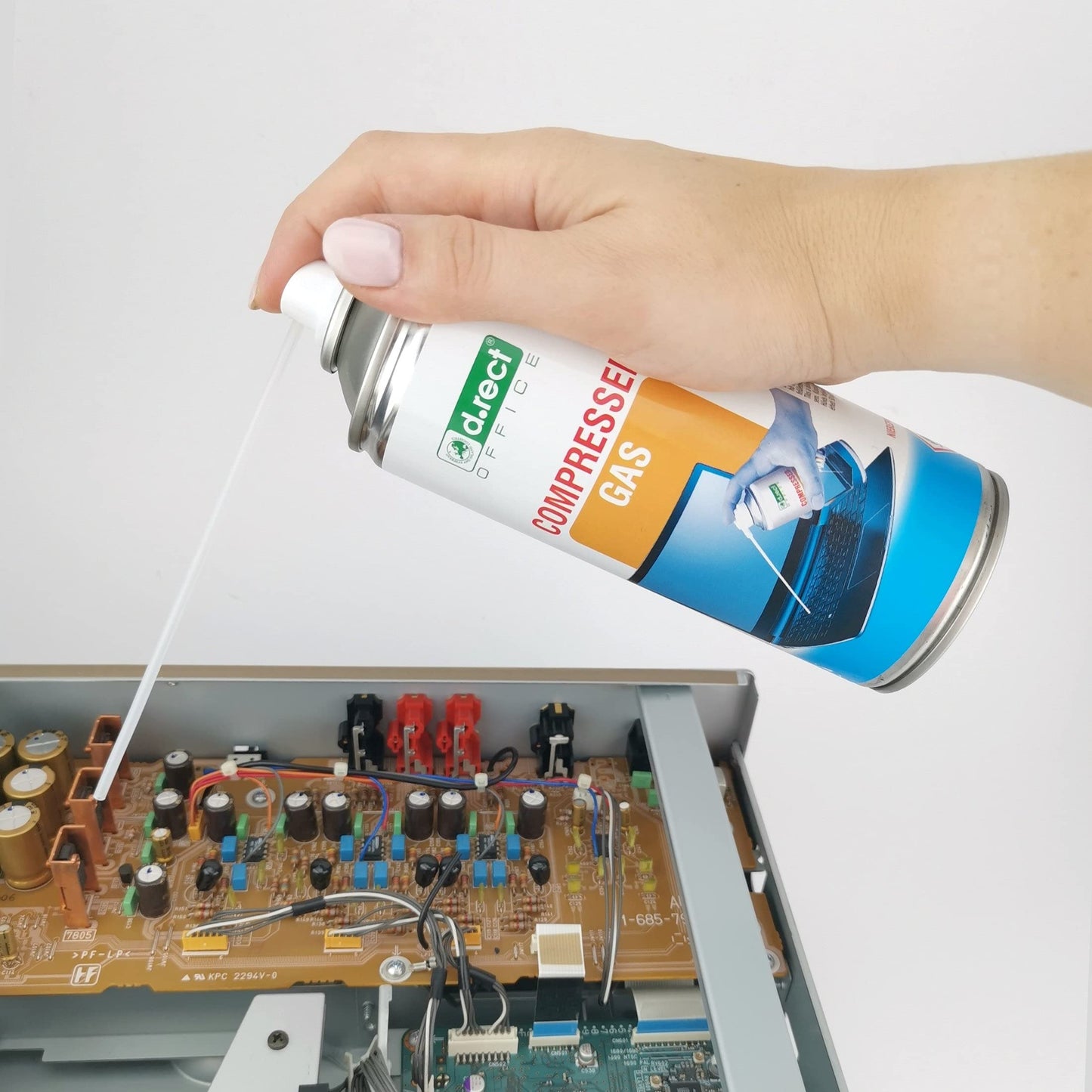 D.RECT Druckluftspray 400ml - Air Duster Spray für PC, Reinigungsset Druckluftreiniger - Compressed Air für die Reinigung von Tastatur, Computer, Kamera, Handy