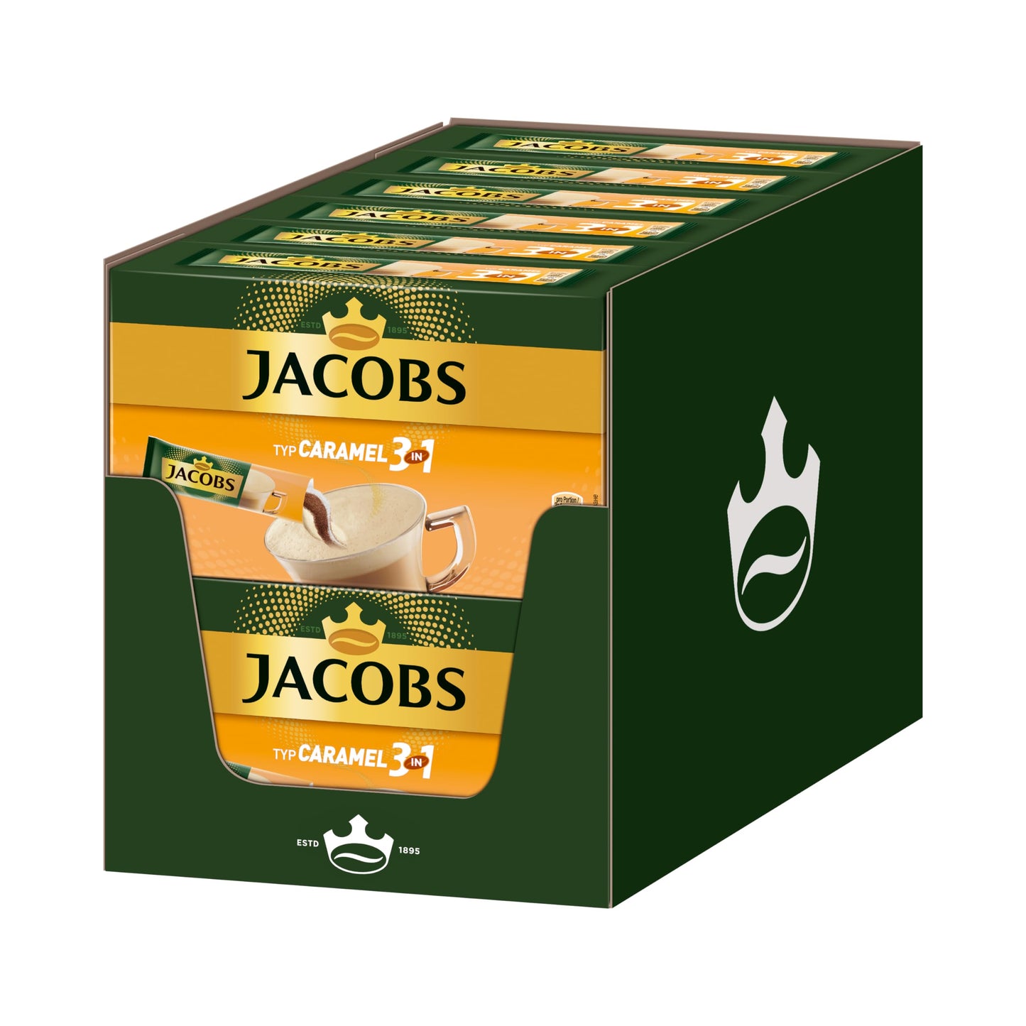 Jacobs Kaffeespezialitäten 3 in 1 Caramel, 120 Sticks mit Instant Kaffee, 12 x 10 Getränke