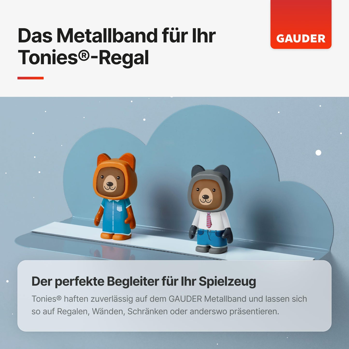 GAUDER Metallband selbstklebend I Ideal für Tonies®-Figuren & -Regale I Ferroband I Magnetband für Magnete I Eisenband I Stahlband (12,5m)