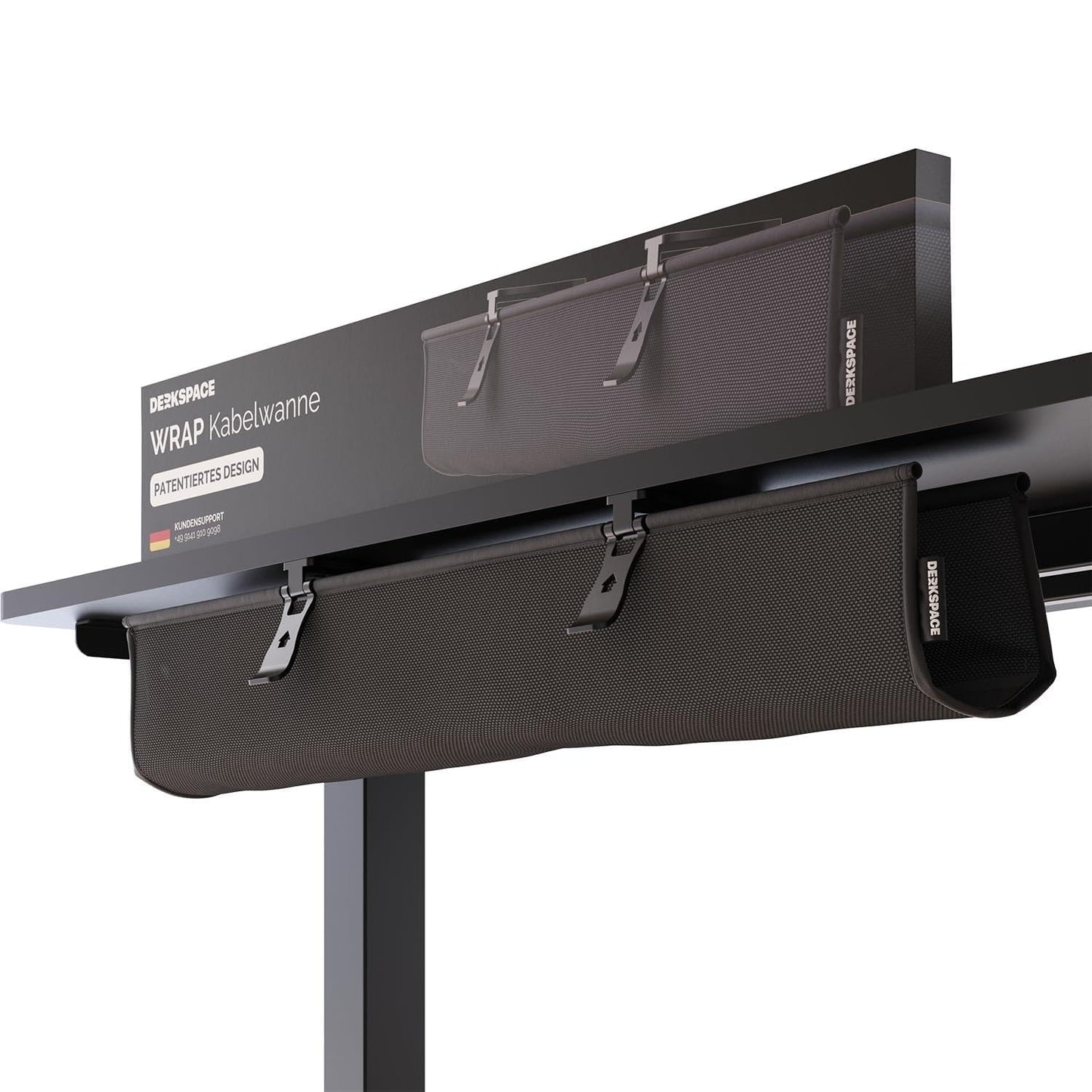 DESKSPACE® Kabelwanne Schreibtisch Kabelmanagement - Beidseitig Klappbarer Kabelkanal - Cable Organizer für den Schreibtisch - 94 cm (Schwarz)