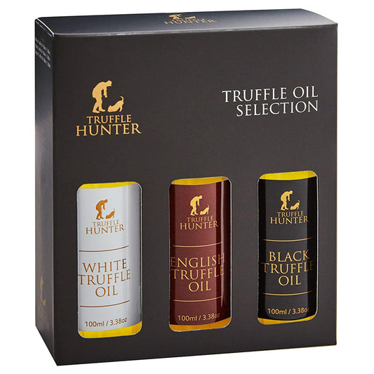 TruffleHunter – Trüffelöl-Set mit englischen, schwarzen und weißen Trüffeln – Natives Olivenöl extra & Kaltgepresstes Rapsöl – 100 ml x 3