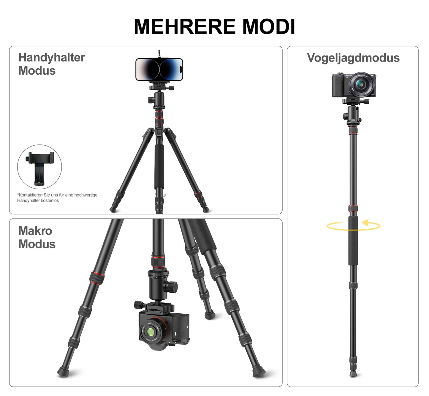 RALENO 1,98 m Kamerastativ, Stativ mit 360° Panorama Kugelkopf, Professionelles Camera Tripod mit 10kg Tragkraft, für Reise und Arbeit, WiFi 40M wasserdicht Modell: TP-60