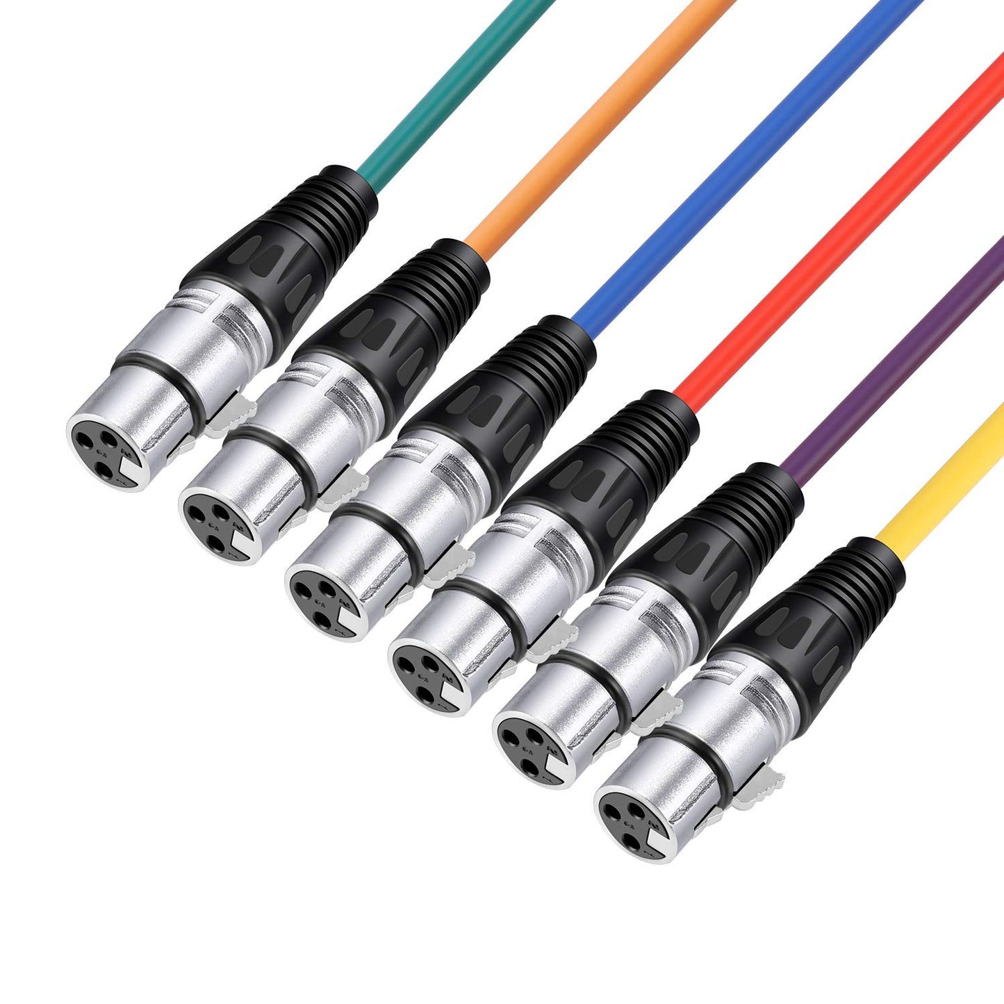 Neewer® 6er Pack 6.5FT / 2M XLR-Stecker auf XLR-Buchse Farbe Mikrofonkabel Gummi versiegelte Verbindungskabel Kabel Ausgewogene Schlangen Kabel (Grün, Blau, Lila, Rot, Gelb und Orange)