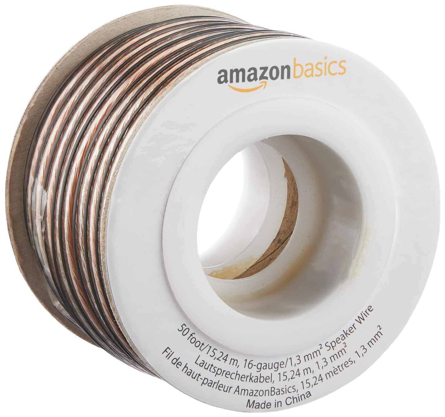 Amazon Basics 16-Gauge Speaker Wire - 15,24 m(50 ft), Transparent