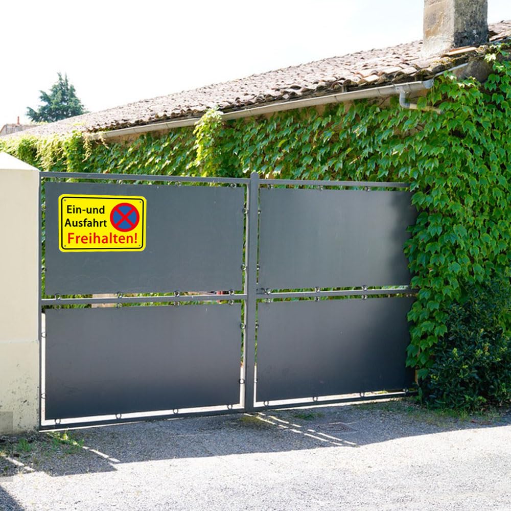 Einfahrt Ausfahrt Freihalten Schilder Metall Aluminium, 30X20 cm,Parken Verboten Schild Eingang Freihalten Auch Gegenüber, Warnschilder Verbotsschilder Zufahrt Freihalten