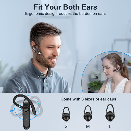 New Bee Bluetooth Headset Wireless Freisprech Telefon Bluetooth-Headset mit Mikrofon für iPhone Samsung Huawei mit 60 Tage Standby Schwarz