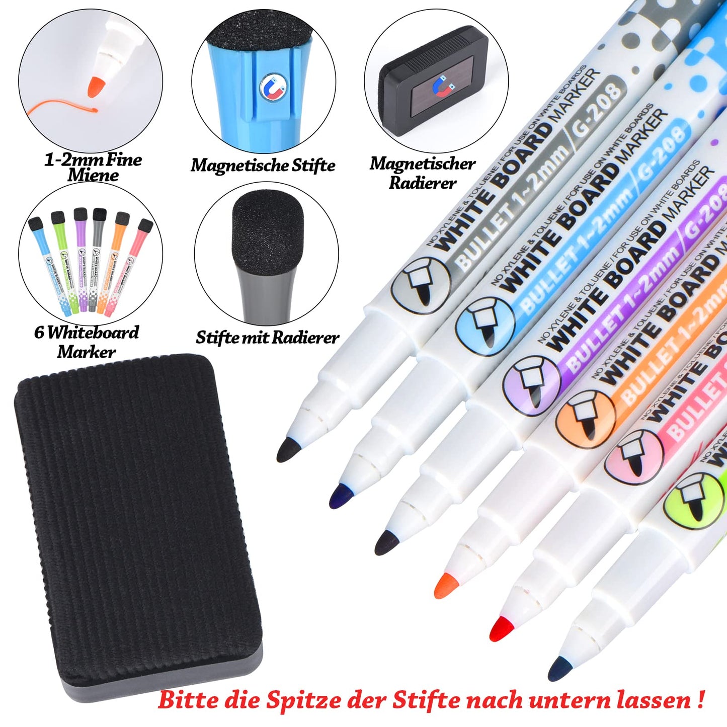 POPRUN Whiteboard Wochenplaner Monatsplaner abwischbar selbstklebend für die Wand, Glas, Holz und Kühlschrank (jede glatte Oberfläche) Familienplaner,Planungstafel,Monatskalender auf Deutsch