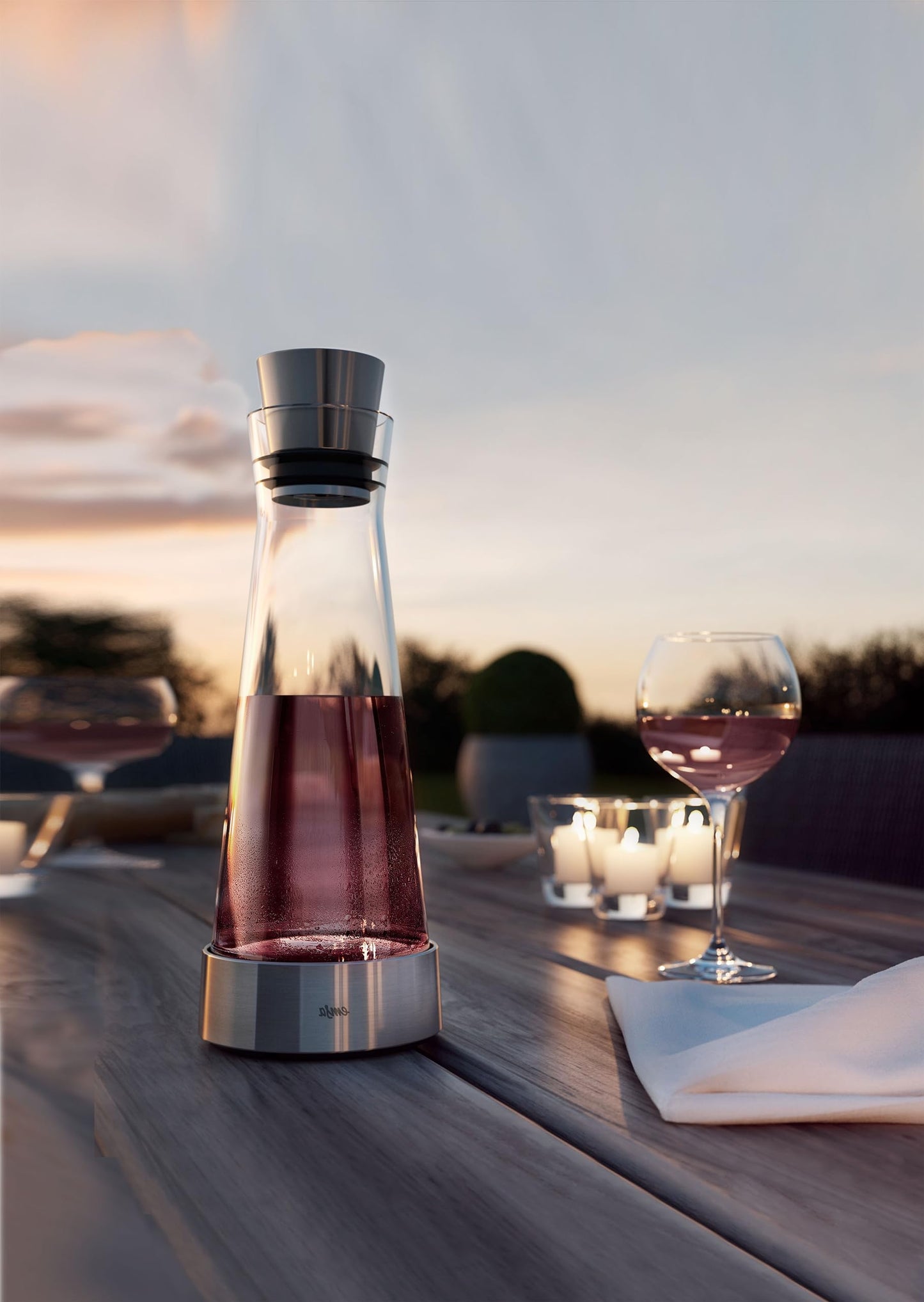 Emsa 514233 Flow Slim Glaskaraffe | mit Kühlelement, Glas | Elegantes Design | 1 Liter | Transparent, 11 x 11 x 38.2 cm