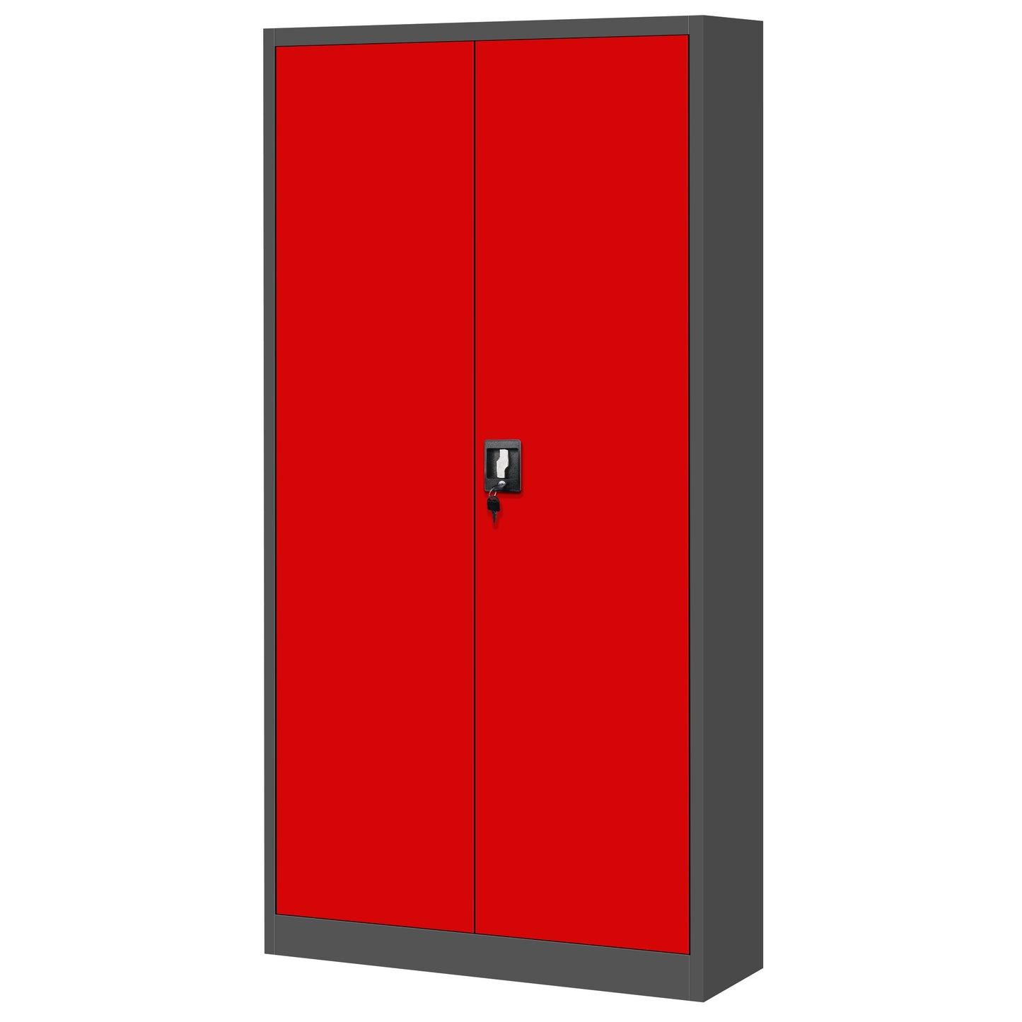 Jan Nowak Metallschrank Jan 185 x 90 x 40 cm - Metall Aktenschrank Abschließbar mit 2 Türen, Mehrzweckschrank mit 5 Ebenen, Büroschrank aus Stahlschrank mit Pulverbeschichtung - Anthrazit-Rot