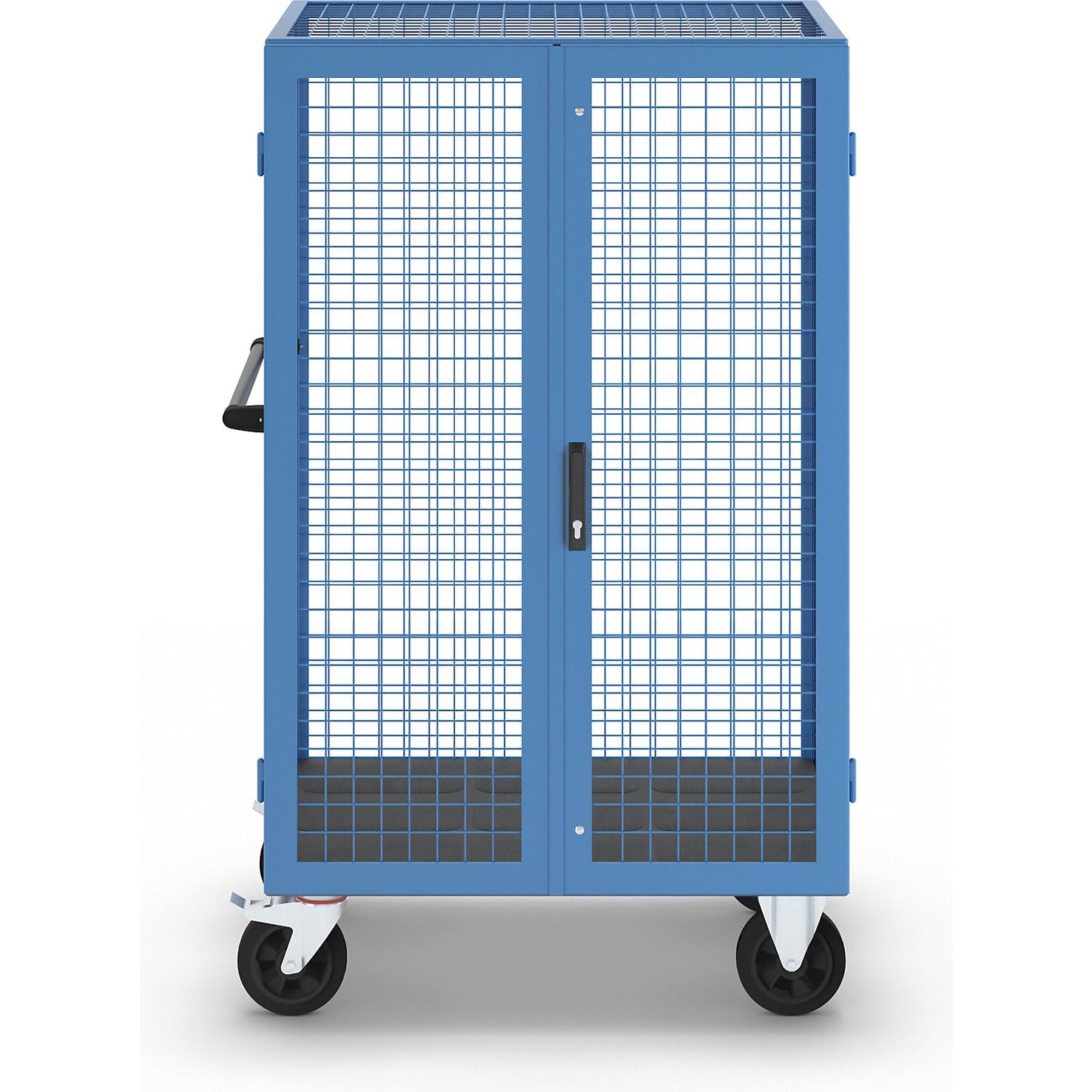 eurokraft pro Etagenwagen mit Doppelflügeltüren, höhenverstellbar, ohne Etagenböden, Lichtblau RAL 5012