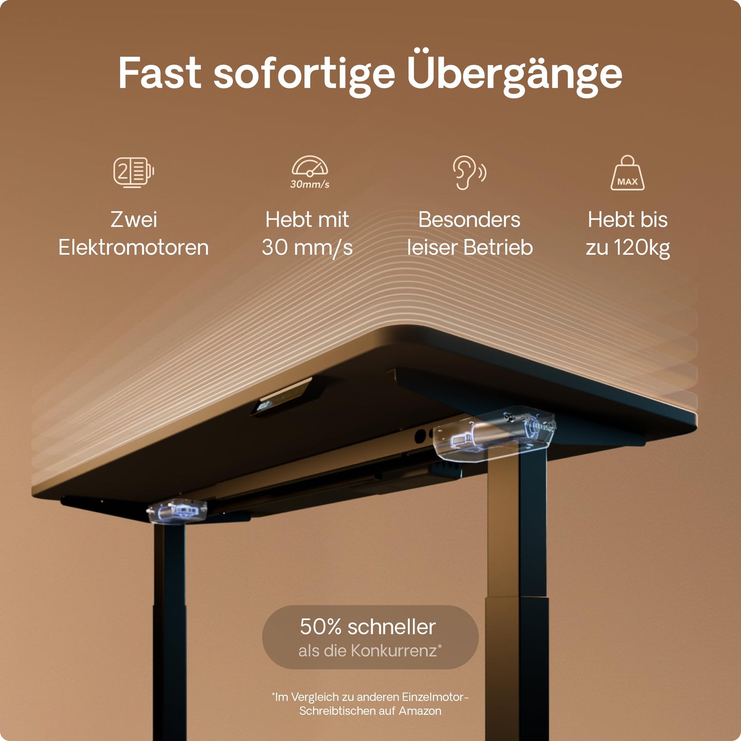 Desktronic HOME-ONE Höhenverstellbarer Schreibtisch 140×70 cm, Schwarz, Elektrisch mit USB & Touchscreen