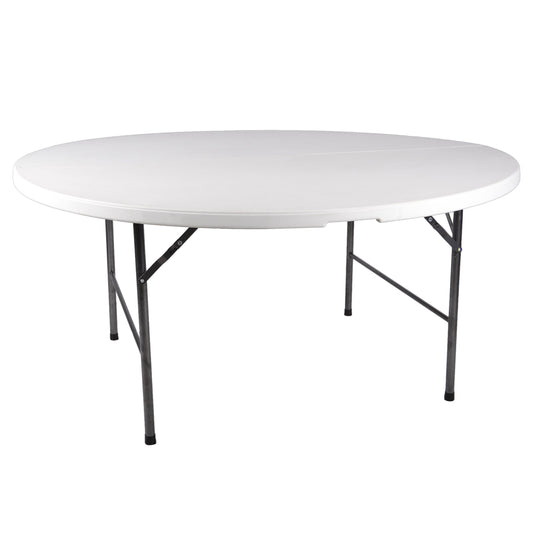 Nexos Trading Klapptisch rund 160 cm x 75 cm klappbar weiß Gartentisch Partytisch bis 8 Personen 20 kg pflegeleicht robust