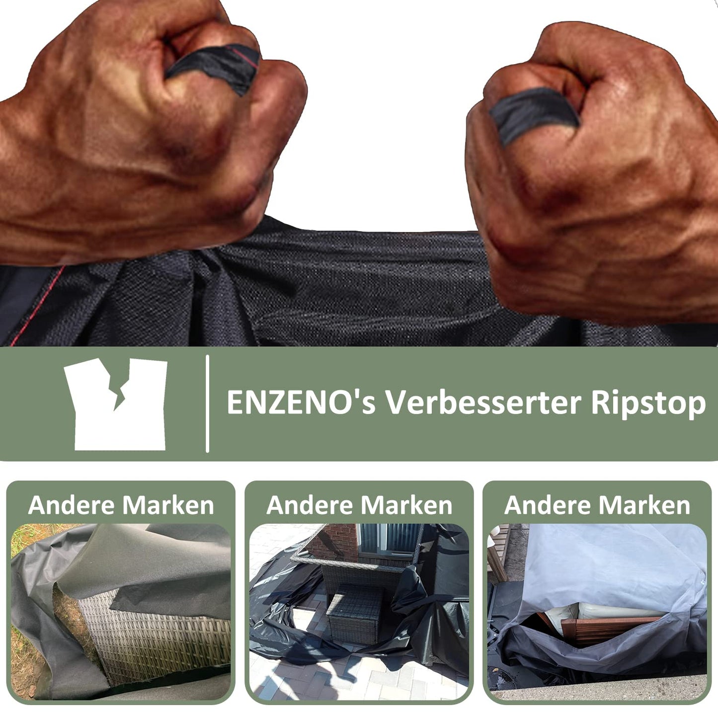 Enzeno Loungemöbel Abdeckung 200x200cm, Wasserdicht Abdeckplane Gartenmöbel, Lounge für L-Form, Gartenlounge Abdeckhauben für Tische und Stühle, Winterfest Möbelsets