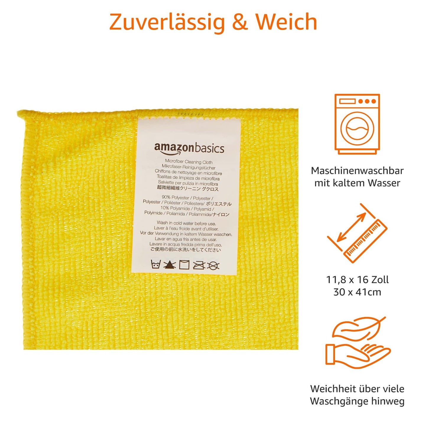 Amazon Basics – Mikrofaser Reinigungstuch, 12 Stück, Mehrfarbig, 30.5 L x 40.5 B cm