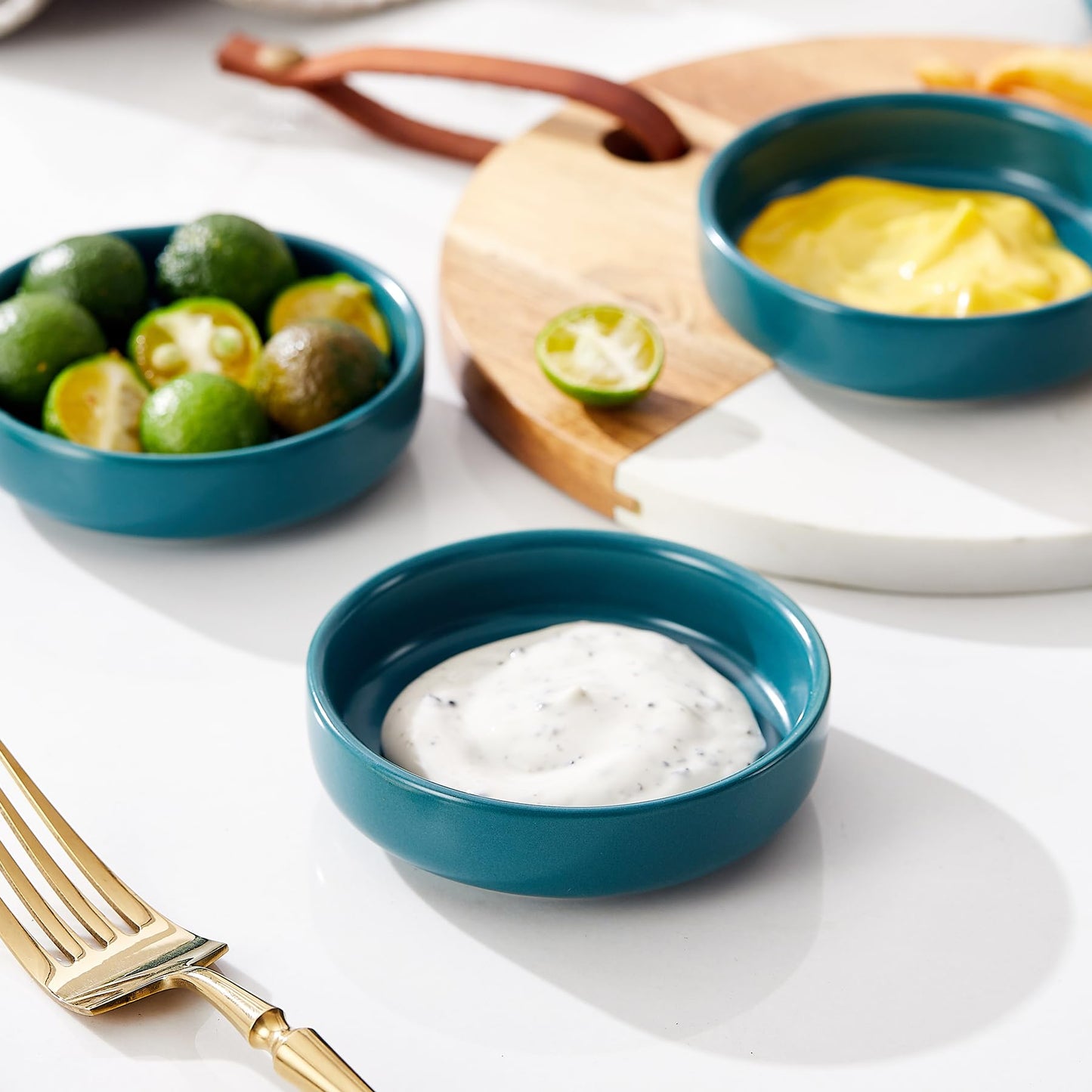 Swuut Keramik Sojasosenschale,9cm Dipping Schalen 6er Set, kleine Vorspeisen Pinch Dip Schüssel für Beilagen, Sushi, Ketschup, BBQ (Grün)