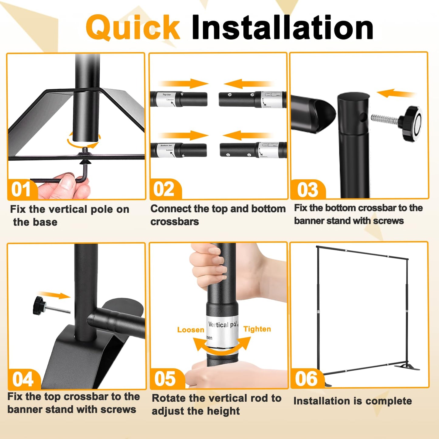 EMART Banner Ständer 3 x 3 m, Verstellbarer Hintergrund Ständer, Foto Hintergrundständer für Studio, Porträt und Produktfotografie, Fotografie - Upgraded