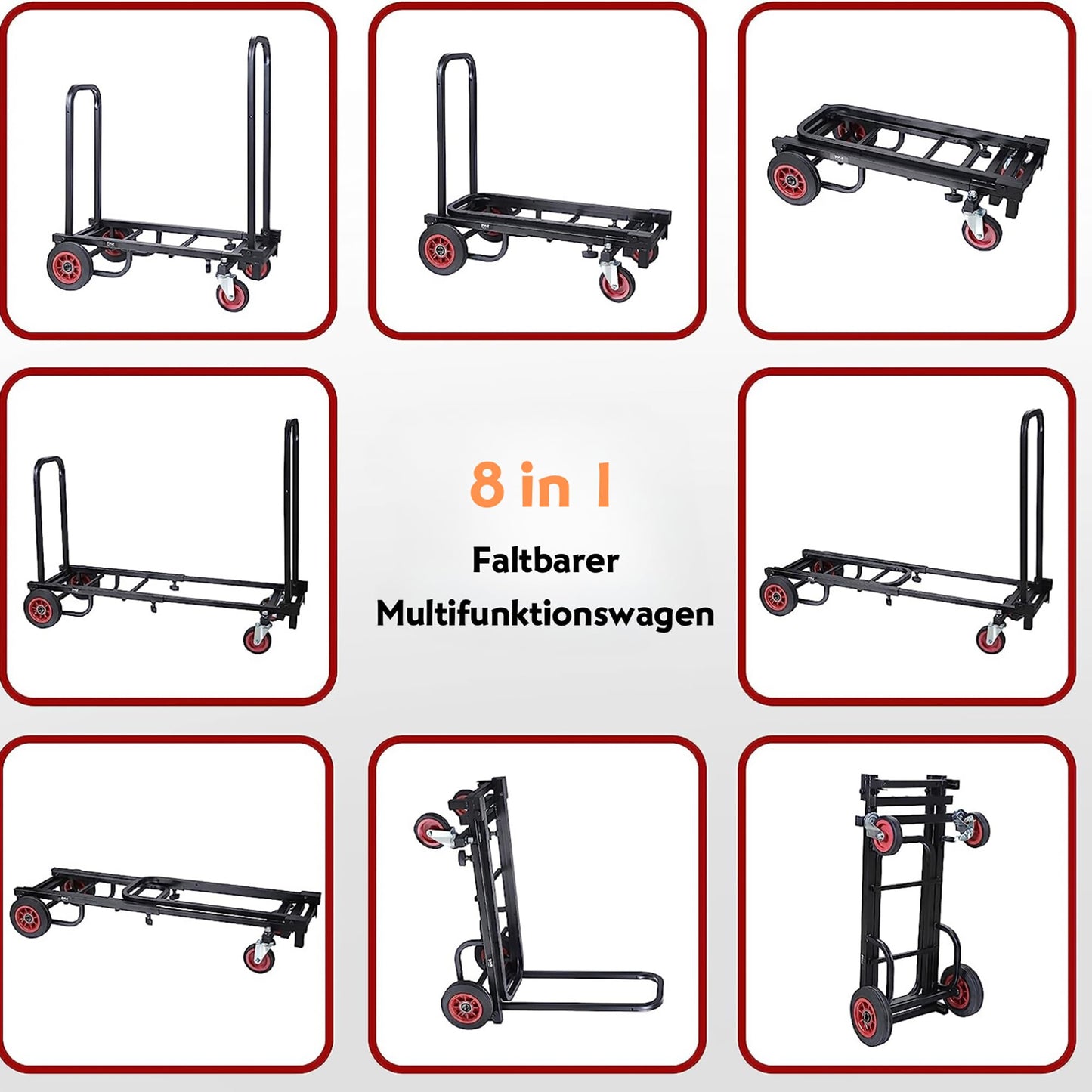 Pyle Plattformwagen - Transportwagen, Handwagen Faltbar - Transportkarre klappbar, Rollwagen Transporthilfe, Paketwagen, bis zu 136kg, Lager, Lieferung