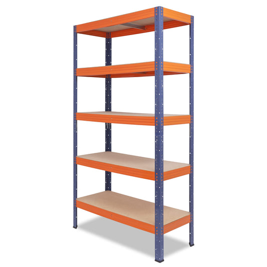 shelfplaza® 200x90x50cm PROFI Schwerlastregal blau-orange/Metallregal mit 5 Böden à 200kg Tragkraft/Kellerregal Metall, Garagenregal, Werkstattregal oder Regal Lagerregal/Steckregal Metall