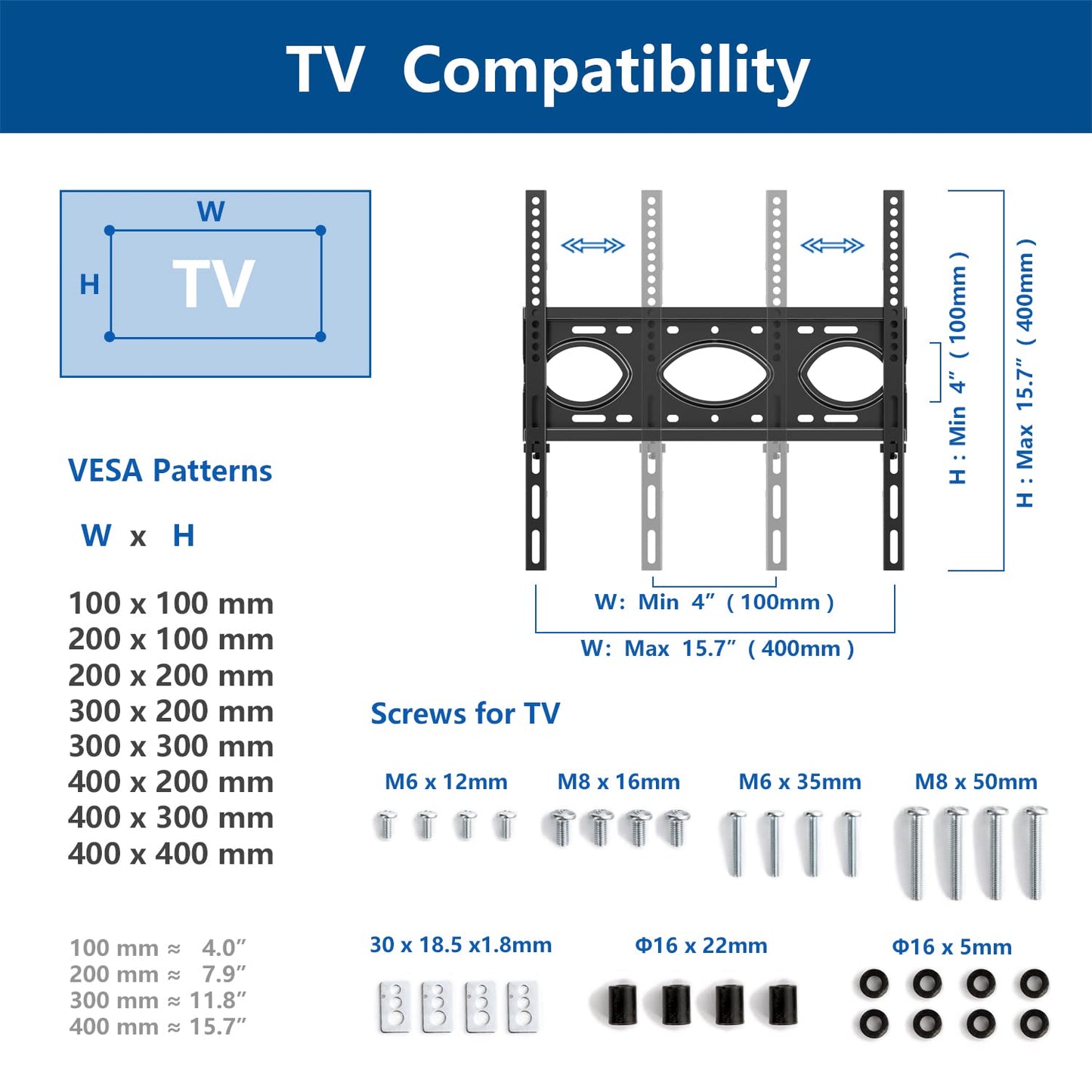 RFIVER TV Ständer Rollbar mit Rollen für 23-65 Zoll Plasma/LCD/LED Fernseher, Fernsehständer Mobiler TV Wagen höhenverstellbar TV Stand Trolley Hält 40kg VESA 400x400 mm