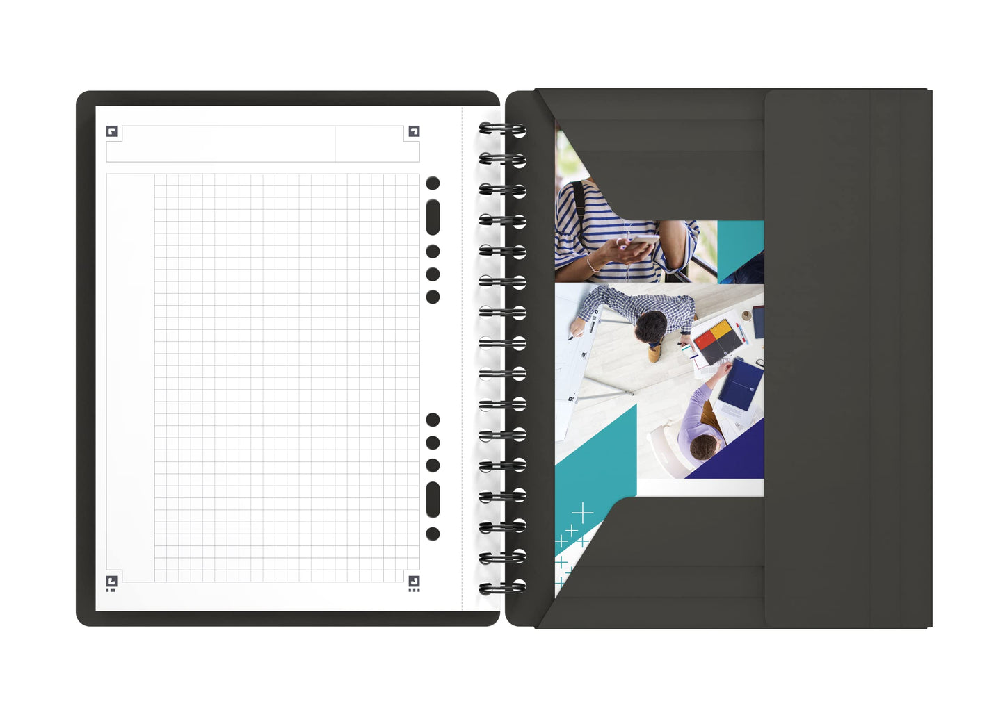 Oxford Meetingbook International A5, kariert 160 Seiten, mit Gummizugmappe und 3 Einschlagklappen