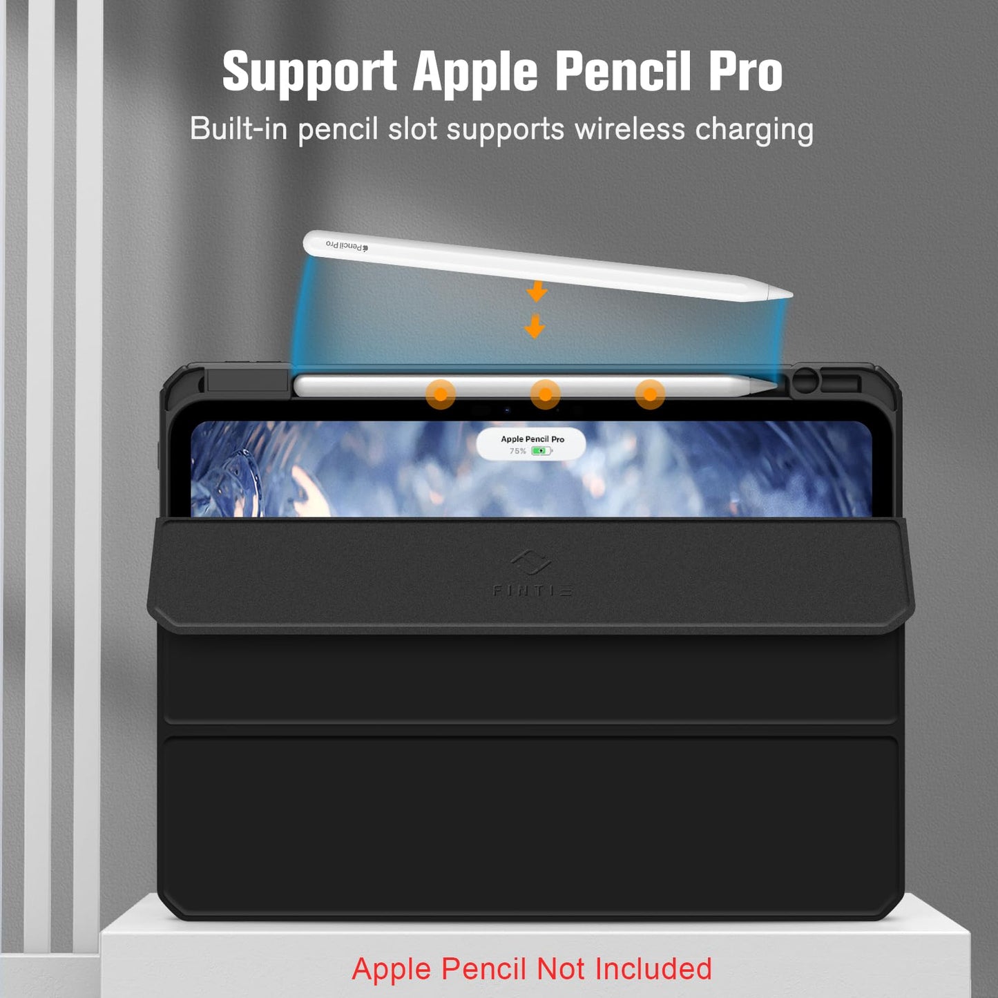 Fintie Hybrid Hülle für iPad Pro 11 Zoll M4 (2024) (Modellnummer: A2836/A2837/A3006) mit Stifthalter - Stoßfeste Schutzhülle Case mit transparenter Hartschale auf der Rückseite, Schwarz