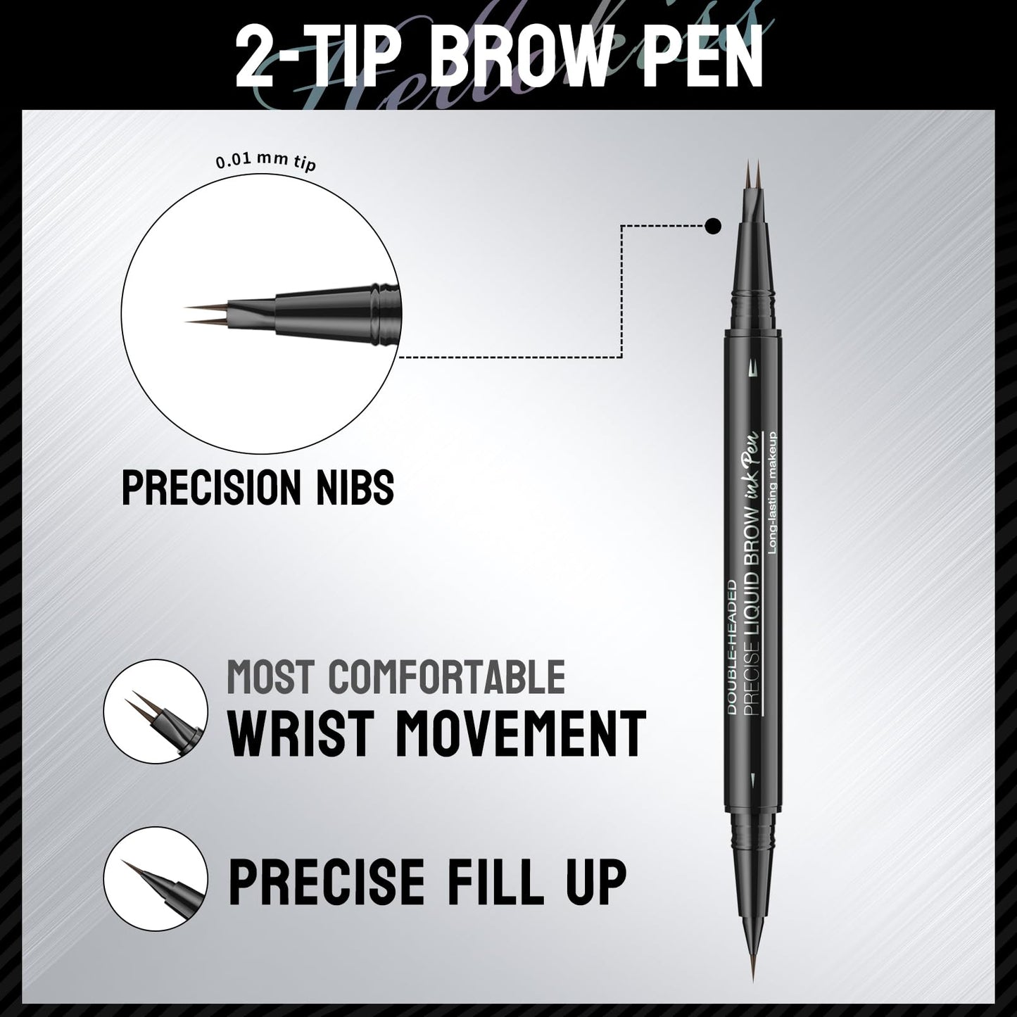 Curved Eyebrow Pen - Augenbrauenstift, 2-in-1 Dual-Ended Microblading Augenbrauenstift mit Micro-Fork-Tip und Präzisionsbürste, für natürliche haarähnliche Brauen, hält den ganzen Tag (Dunkelbraun)