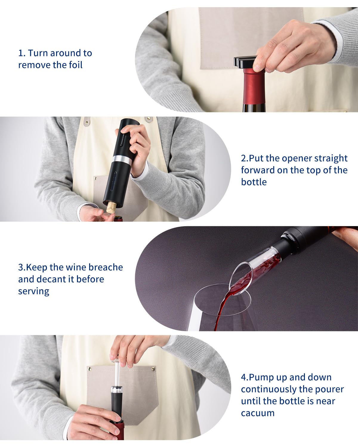 CIRCLE JOY Elektrischer Weinöffner-Set, Wiederaufladbares 5-in-1 Weinöffner-Geschenkset mit Ladestation, Folienschneider, Weinausgießer und Vakuum-Weinstopfen