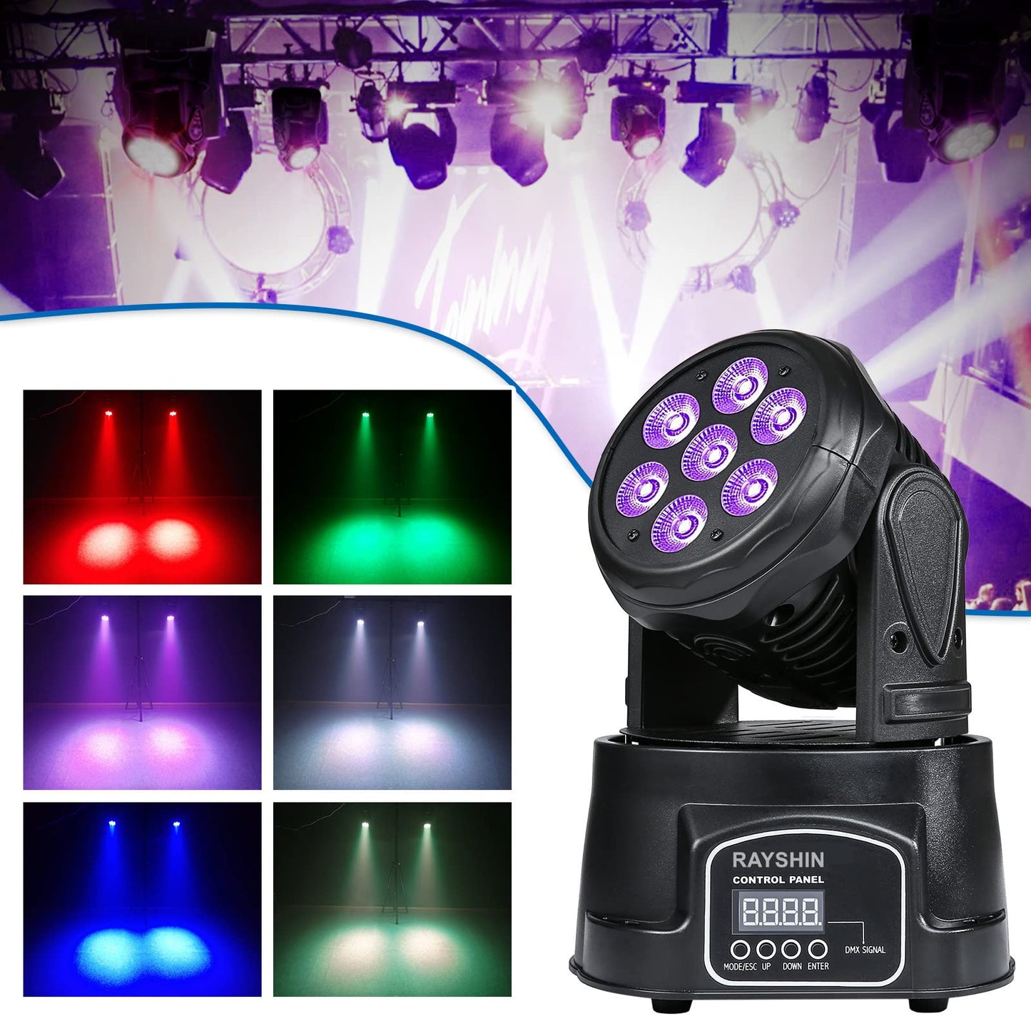 LED Moving Head Bühnenlicht 7 * 12W RGBW 4 in 1 LED Mini Partylicht DMX512 DJ licht, geeignet für show, Disco, Bar, Clubparty...