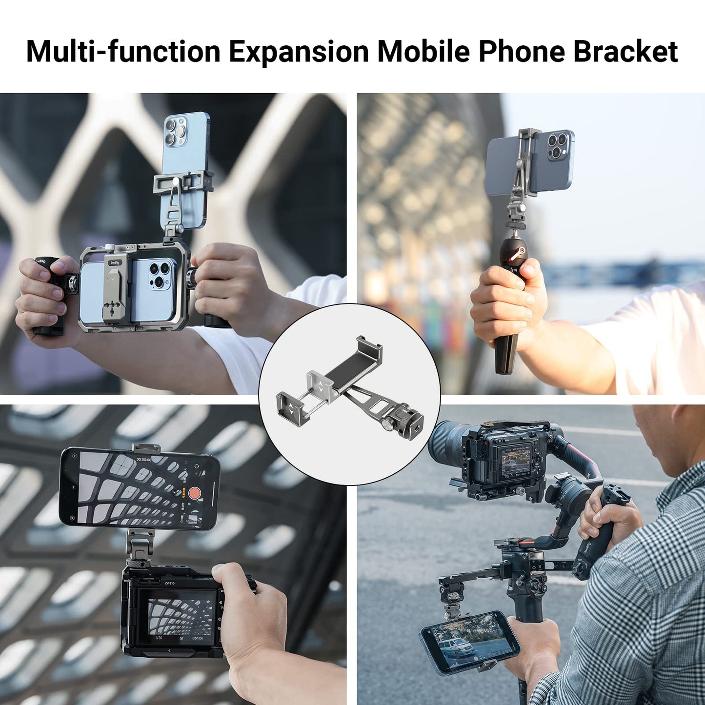 SMALLRIG Handyhalterung Universal Telefonkamera Halterung with Cold Shoes and 1/4" Threaded Hole 360° Rotation Phone Camera Mount für Filmemachen, Vlogging -3559
